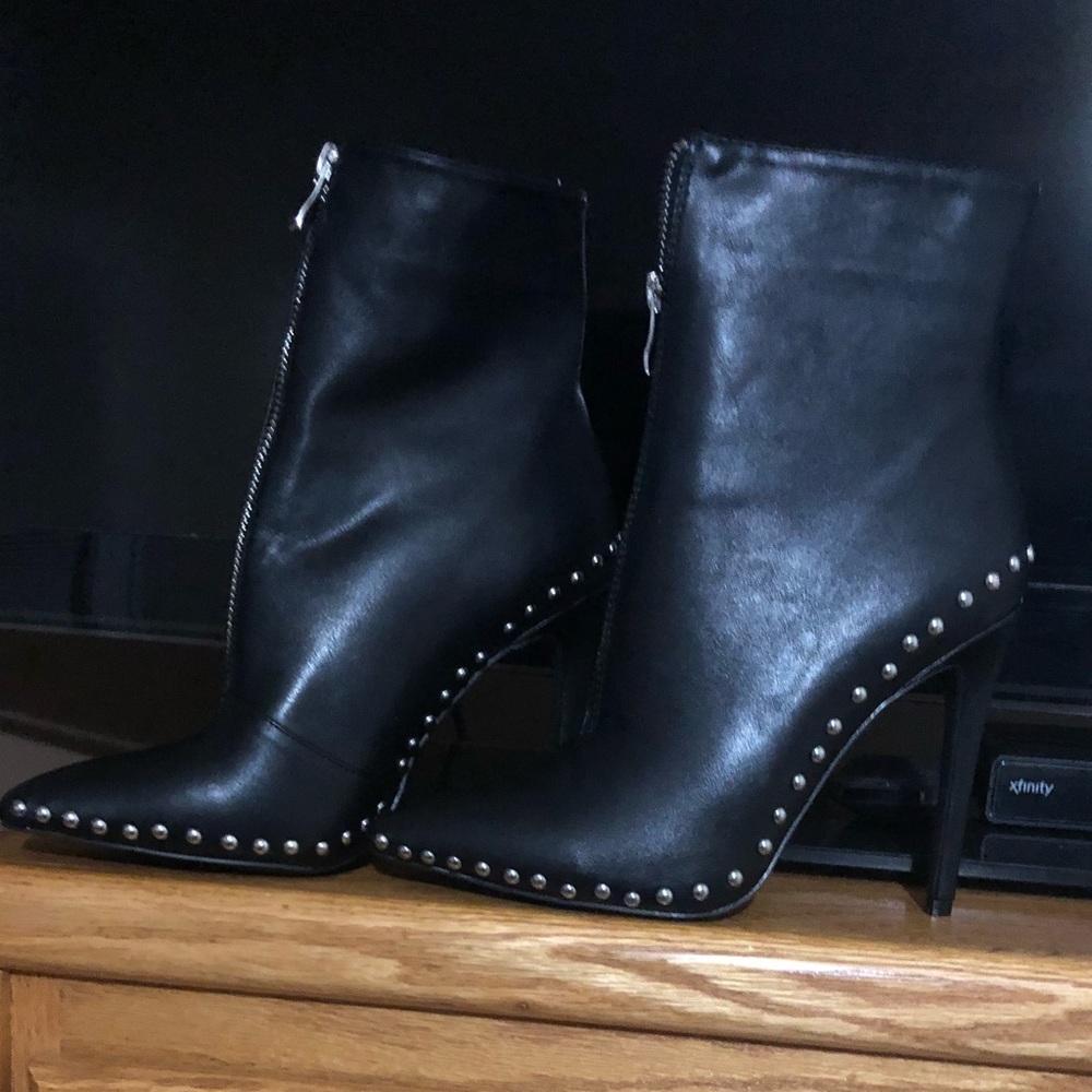 Black ankle studded bootie